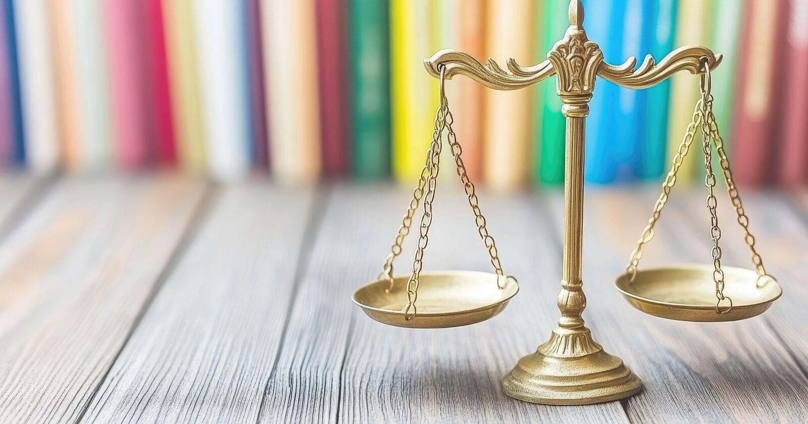 Scales of justice between gold bars
