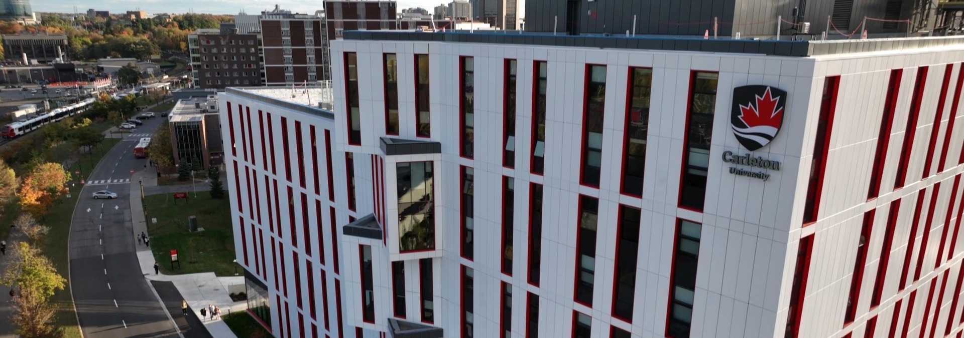 Building on Carleton Campus with Carleton Logo