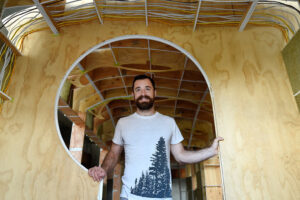 Ben Hayward in his tiny house