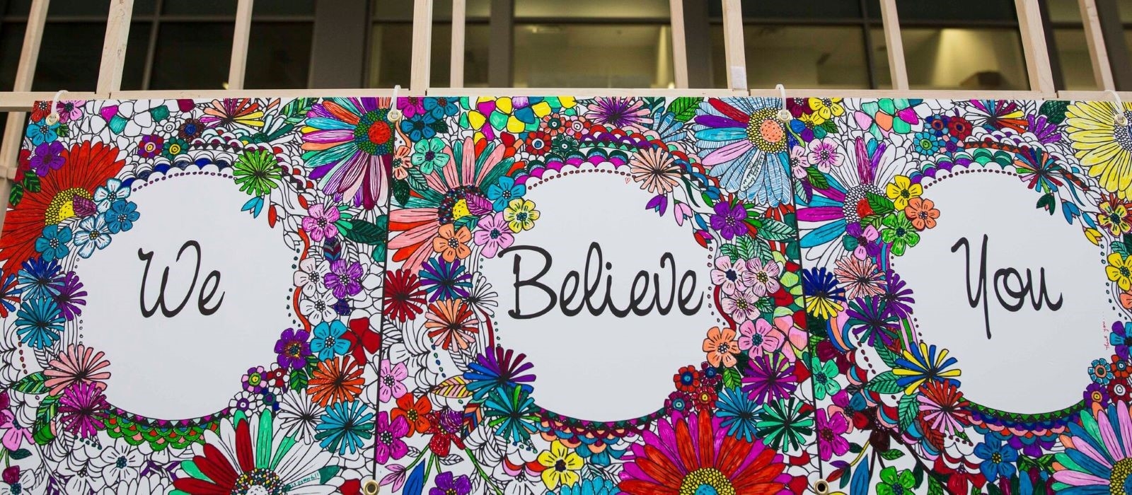 Outside mural with the words 