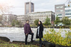 Jana and Sean Sarran campus background