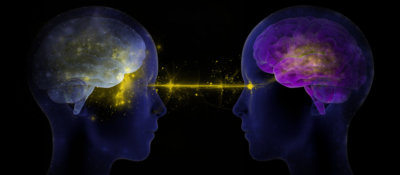 Abstract image of two heads making eye contact