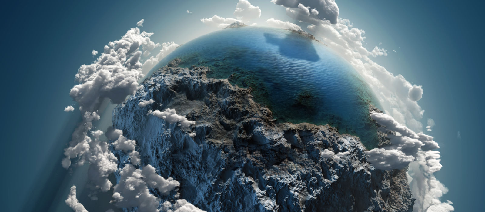 Earth from Outer space surrounded by clouds