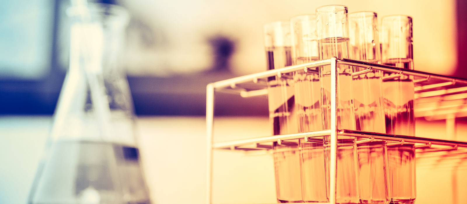 Beakers in a science lab