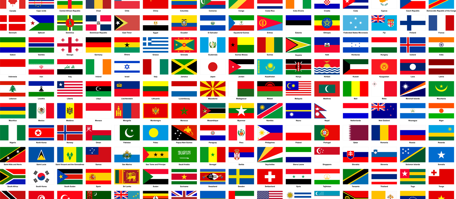 A collage of flags from many countries