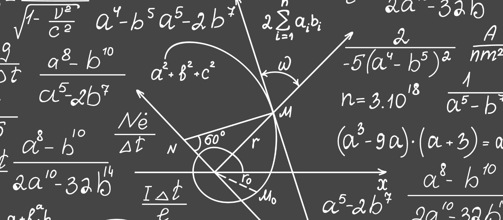 Mathematical formulas on a chalkboard