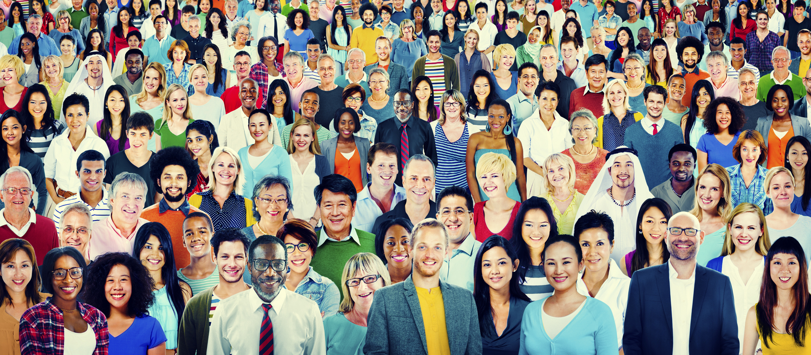 A large, diverse crowd of people