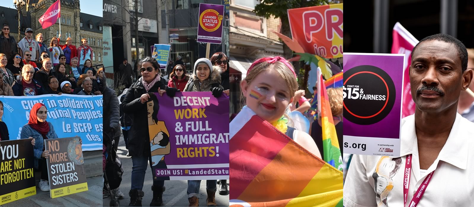 A group of people protesting for workers rights